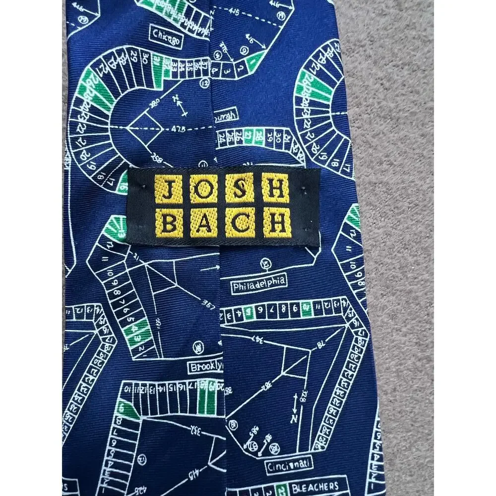Vintage Josh Bach Classic Historical Baseball Ballparks Silk Men's Novelty Tie